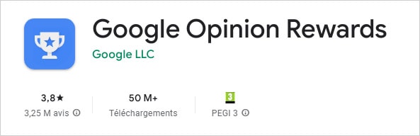 avis Google Opinion Rewards via utilisateurs Google Play