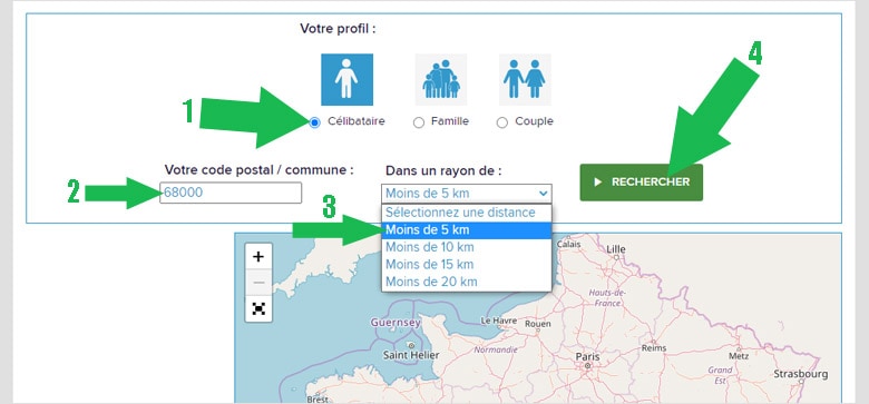 Recherche sur la carte interactive de l'ufc que choisir pour les supermarchés pas chers